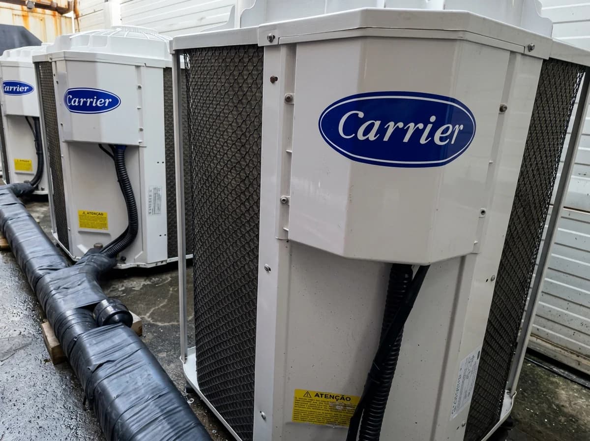 Condensadoras Carrier VRF instaladas em casa de máquinas — projeto corporativo Direct Ar Condicionado João Pessoa