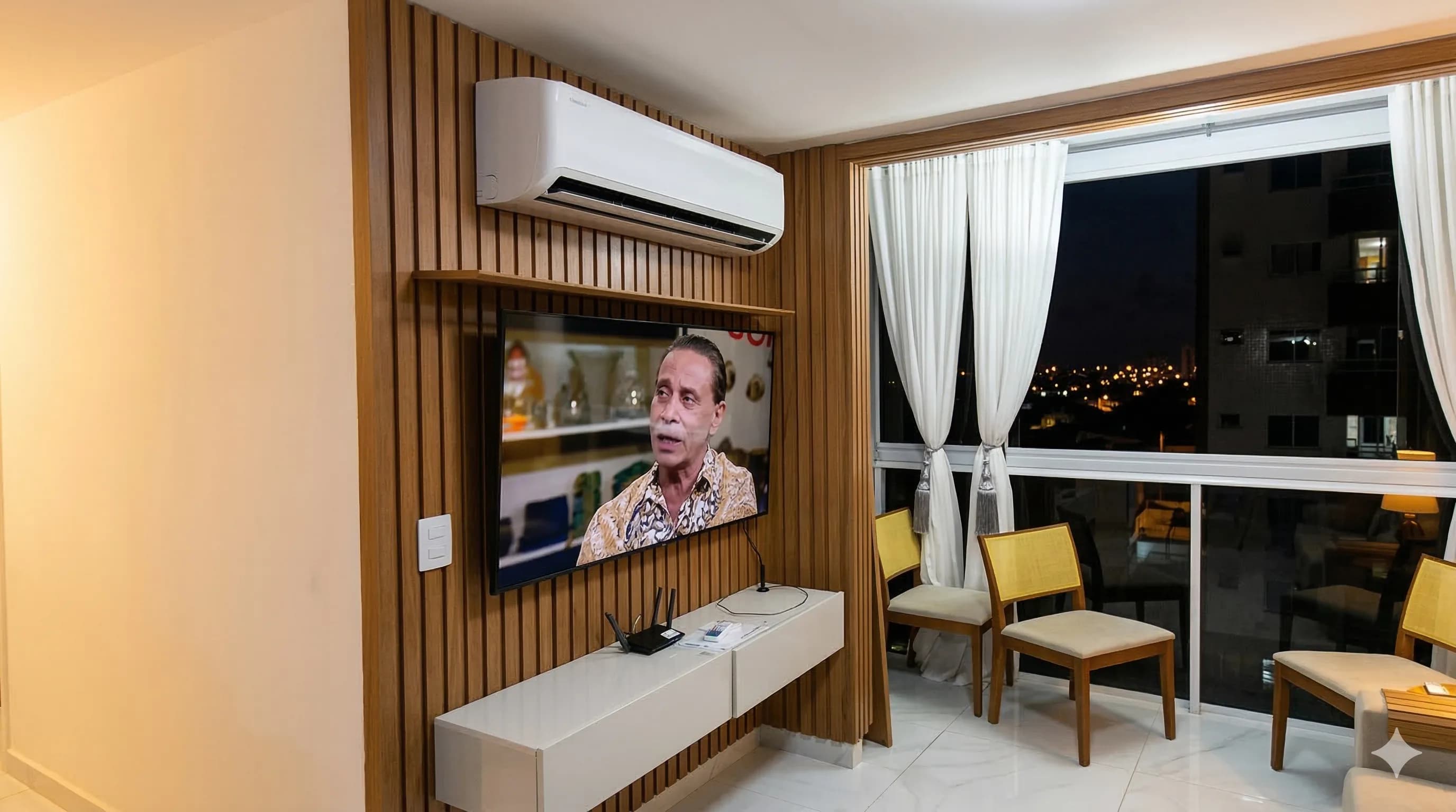 Ar condicionado instalado em apartamento residencial com acabamento premium