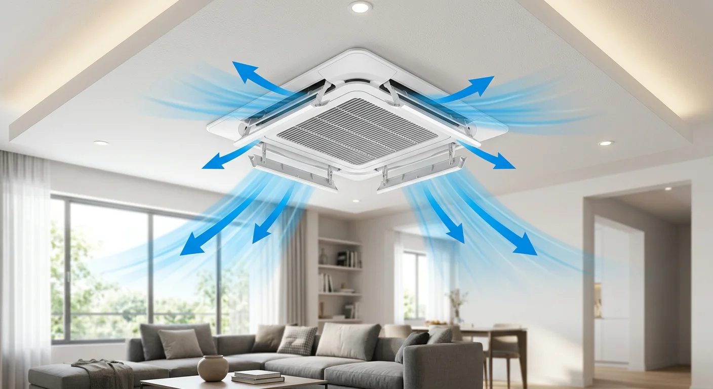 Controle independente das 4 aletas — cada direção ajustada conforme a necessidade do ambiente