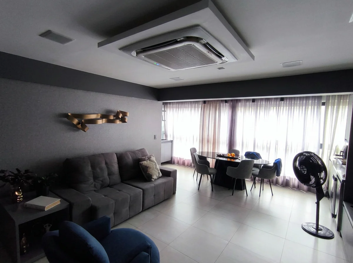 Cassete 4 vias em ambiente com cortina em Campina Grande