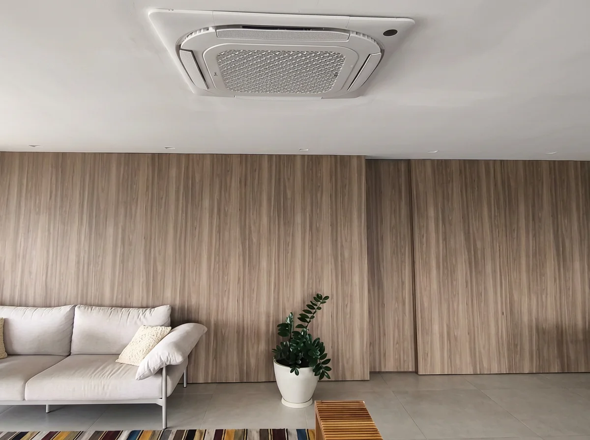 Cassete 4 vias instalado em sala em Campina Grande